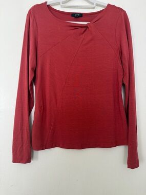 Alfani Long-Sleeve Twist-Neck Top — Red
